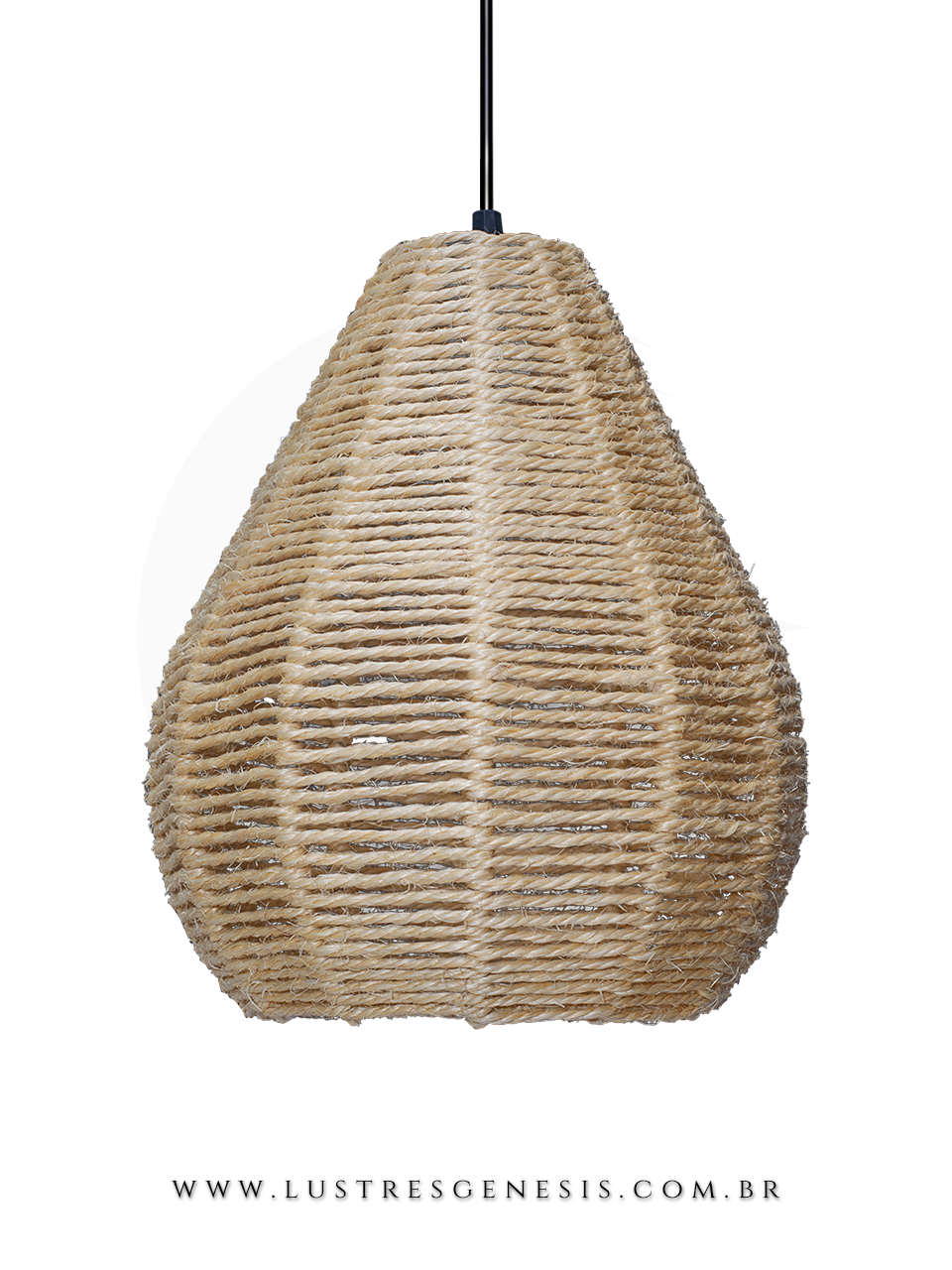 Luminária Pendente Palha Hiva Bege Natural Modelo Rústico 30cm para Sala de Jantar Sala de Estar Quarto Living